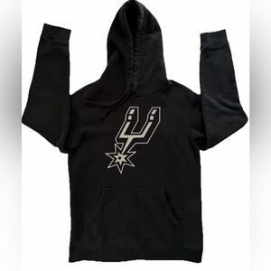 San Antonio Spurs Logo Pullover Hoodie Fanatics Mens Size Small Black Silver